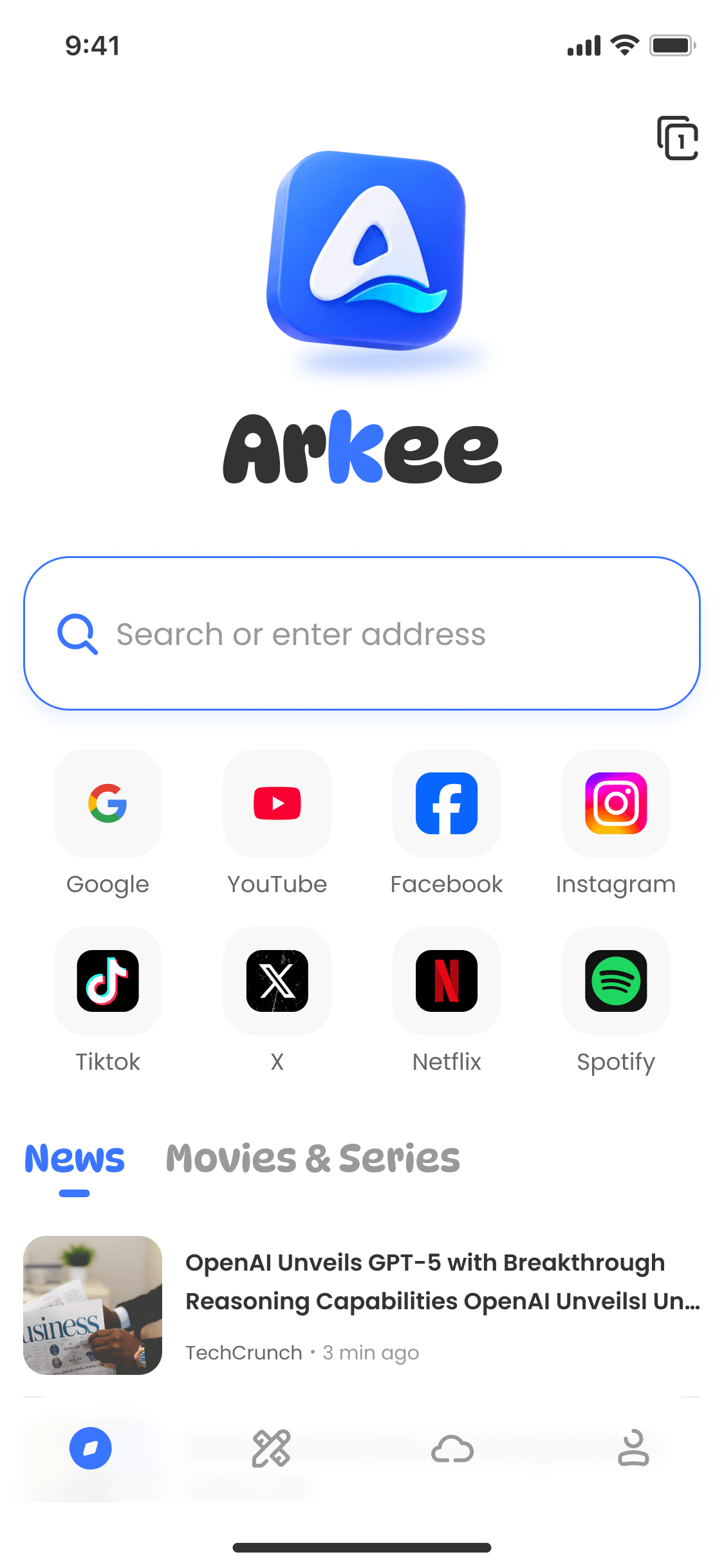 Arkee browser app screenshot